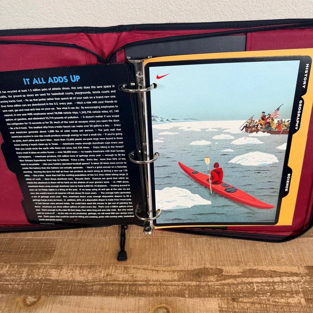 Vintage 90s Nike Trapper Keeper Mead Zipper Binder Unisex Red Black Look‎ Inside